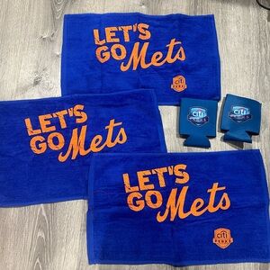 "Let's Go Mets" LGM Royal Blue and Orange Rally 3 Towel set and 2 cozies